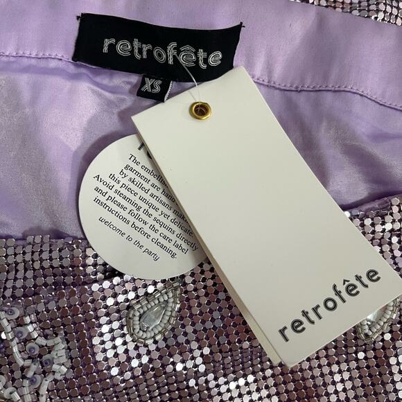Retrofete Malta Chainmail Crystal Embellished Purple Mini Skirt Sz XS - Picture 11 of 12